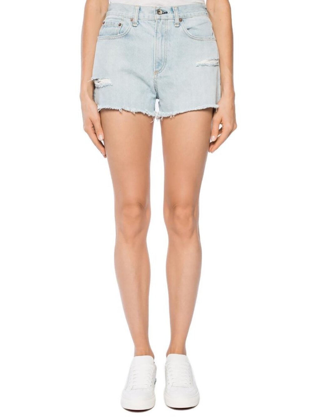 Rag & Bone Justine Denim jeans jean Shorts in Glena distressed raw hem sz 28